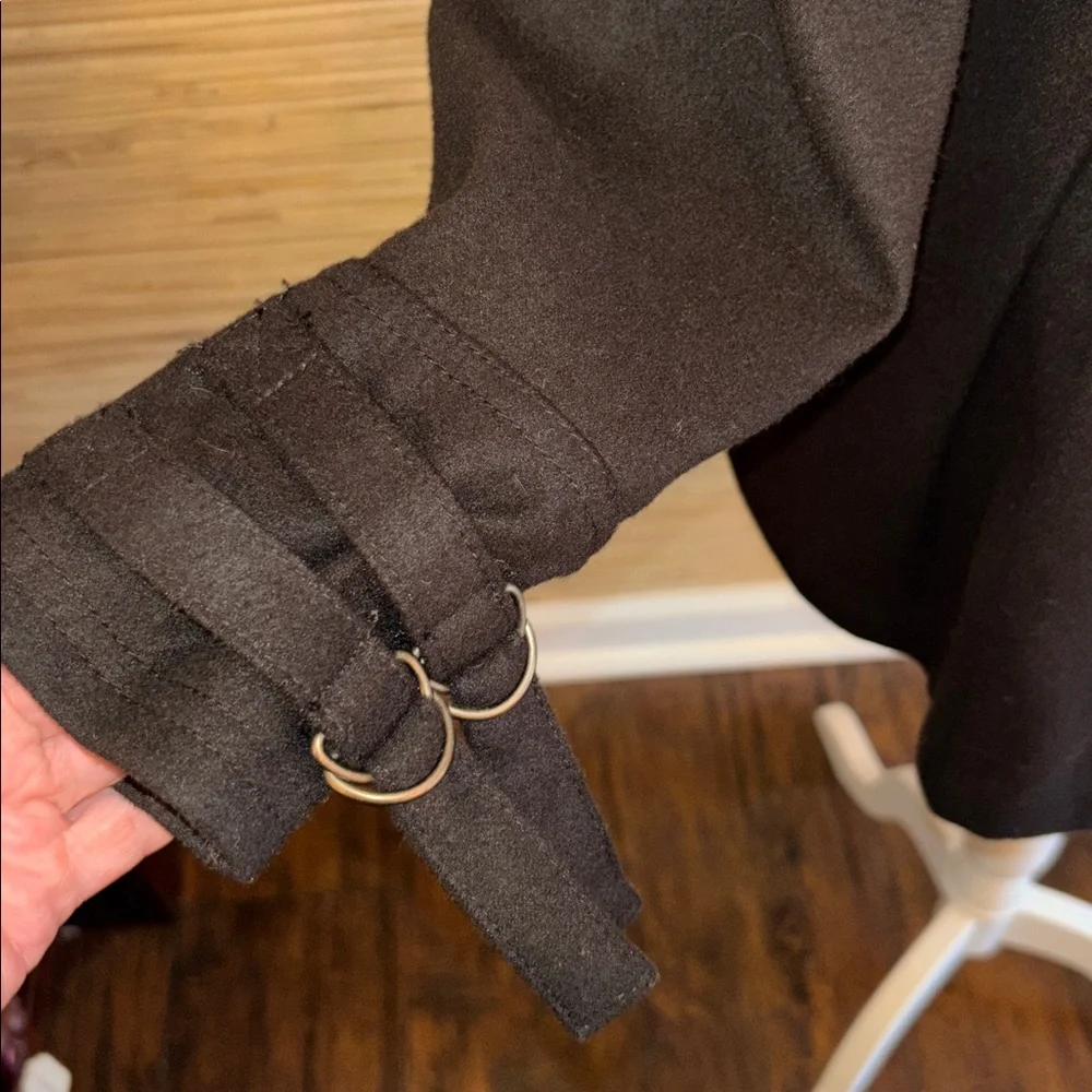 Ellen Tracy Black dark navy Trench Coat feminine military style medium EUC! - Picture 5 of 11